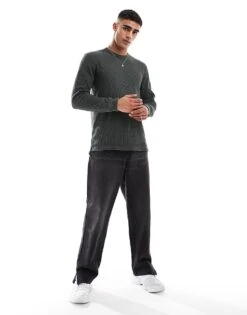 Cotton:On Cotton On Chunky Waffle Long Sleeve T-shirt In Green For Men Army Waffle 9 Cotton:On Cotton On Chunky Waffle Long Sleeve T-shirt In Green For Men Army Waffle -Cotton:On Sales Store 206827422 3