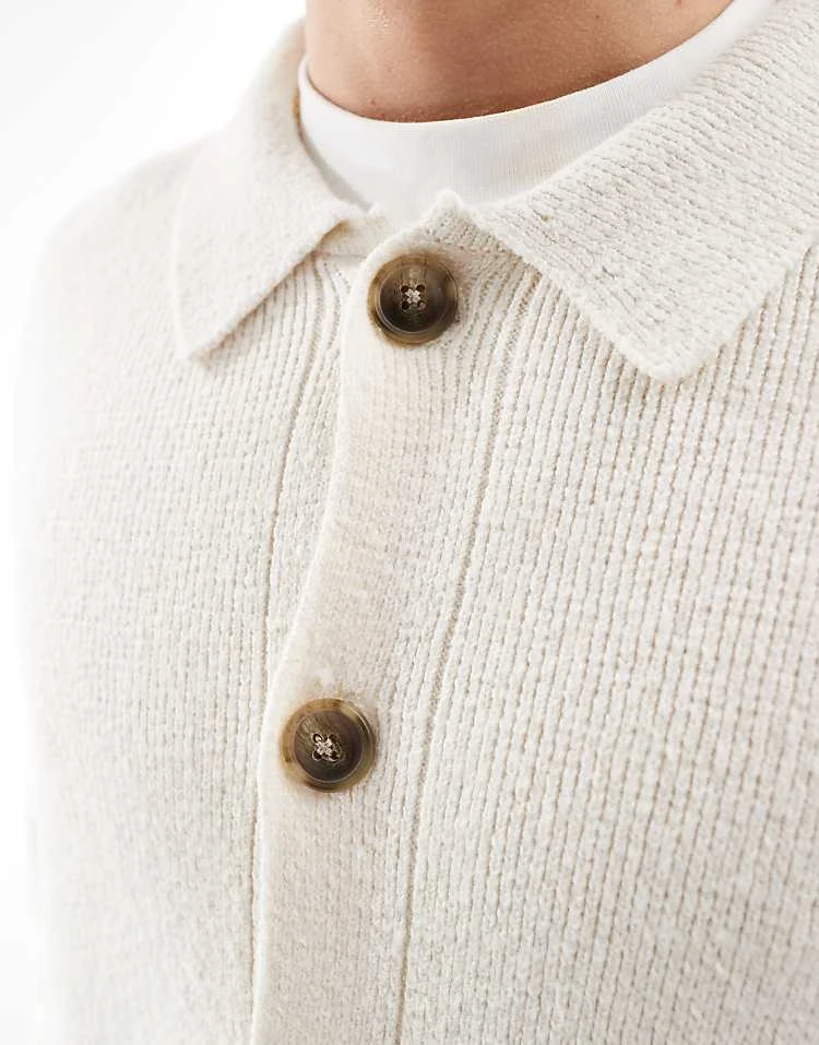 Cotton:On Cotton On Grandpa Knitted Cardigan In Off White For Men 4 Cotton:On Cotton On Grandpa Knitted Cardigan In Off White For Men - Image 2