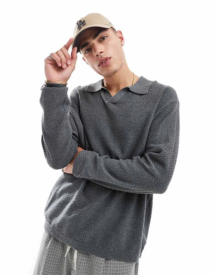 Cotton:On Cotton On Knitted Long Sleeve Collar Lightweight Top In Charcoal For Men Charcoal Marle 7 Cotton:On Cotton On Knitted Long Sleeve Collar Lightweight Top In Charcoal For Men Charcoal Marle - Image 5