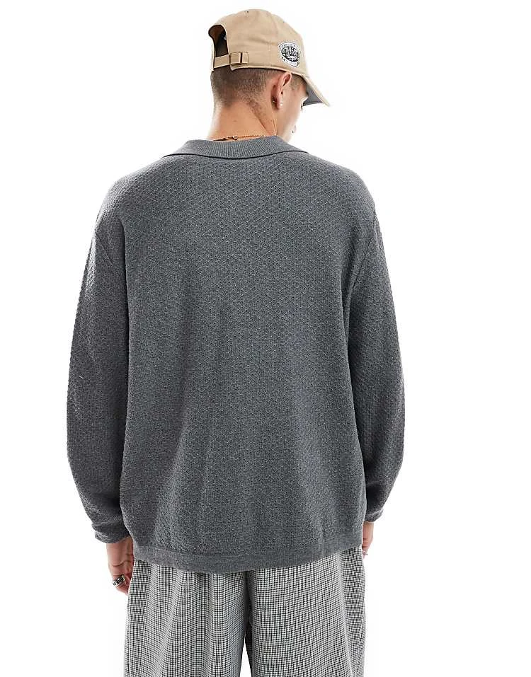 Cotton:On Cotton On Knitted Long Sleeve Collar Lightweight Top In Charcoal For Men Charcoal Marle 5 Cotton:On Cotton On Knitted Long Sleeve Collar Lightweight Top In Charcoal For Men Charcoal Marle - Image 3