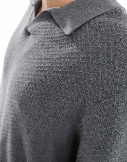 Cotton:On Cotton On Knitted Long Sleeve Collar Lightweight Top In Charcoal For Men Charcoal Marle 10 Cotton:On Cotton On Knitted Long Sleeve Collar Lightweight Top In Charcoal For Men Charcoal Marle -Cotton:On Sales Store 206930583 4