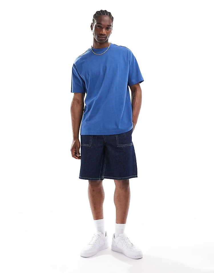 Cotton:On Box Fit Plain T-shirt In Blue For Men 3 Cotton:On Box Fit Plain T-shirt In Blue For Men