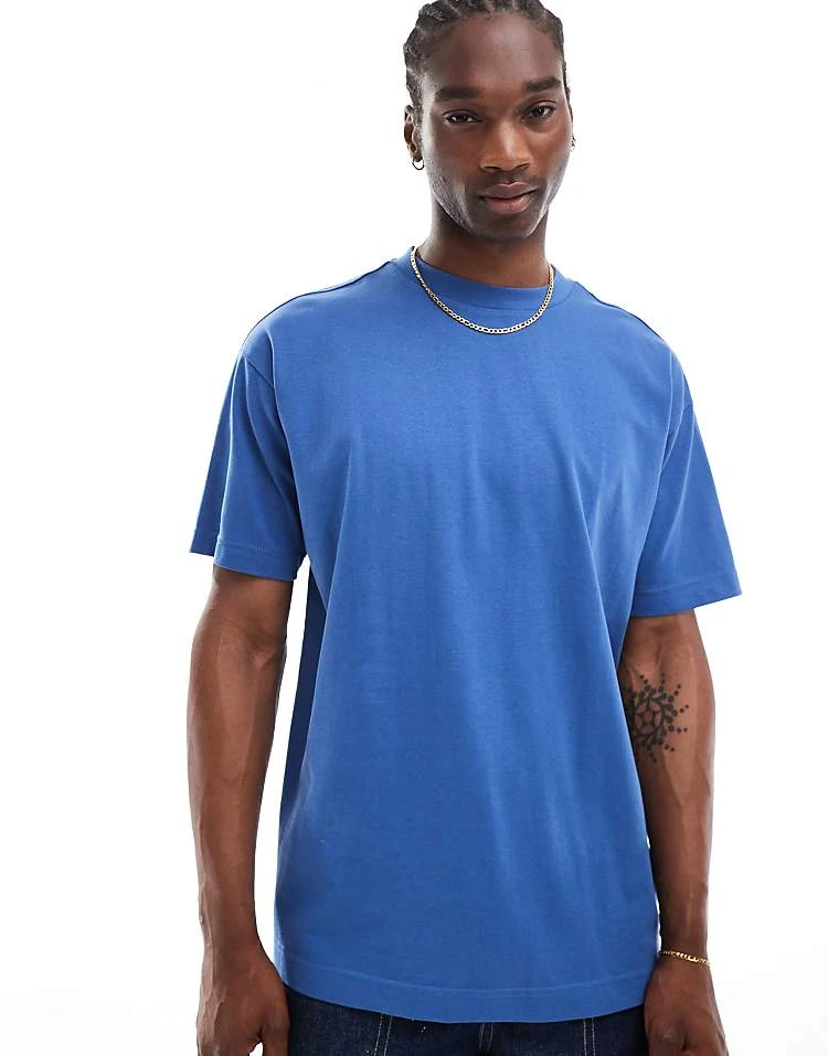 Cotton:On Box Fit Plain T-shirt In Blue For Men 4 Cotton:On Box Fit Plain T-shirt In Blue For Men - Image 2