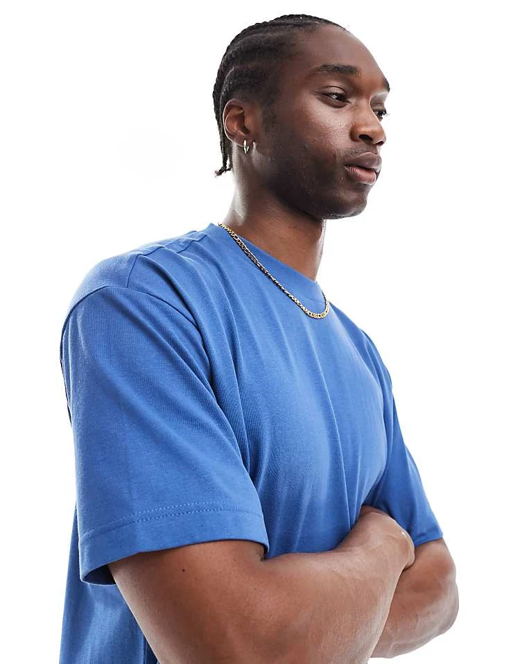 Cotton:On Box Fit Plain T-shirt In Blue For Men 6 Cotton:On Box Fit Plain T-shirt In Blue For Men - Image 4