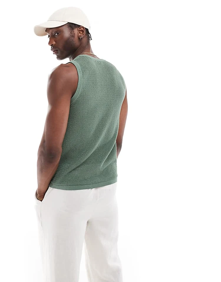Cotton:On Knit Tank In Green For Men 6 Cotton:On Knit Tank In Green For Men - Image 4