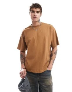 Cotton:On Box Fit Scooped Hem T-shirt In Brown For Men 11 Cotton:On Box Fit Scooped Hem T-shirt In Brown For Men -Cotton:On Sales Store 206986661 1 brown 1
