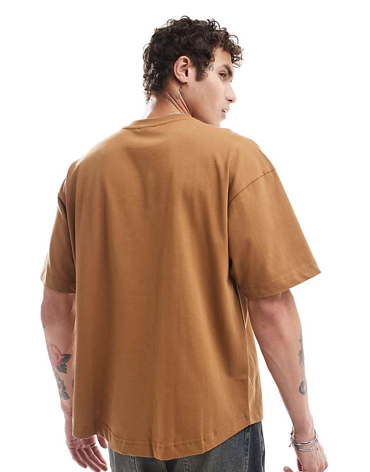 Cotton:On Box Fit Scooped Hem T-shirt In Brown For Men 5 Cotton:On Box Fit Scooped Hem T-shirt In Brown For Men - Image 3