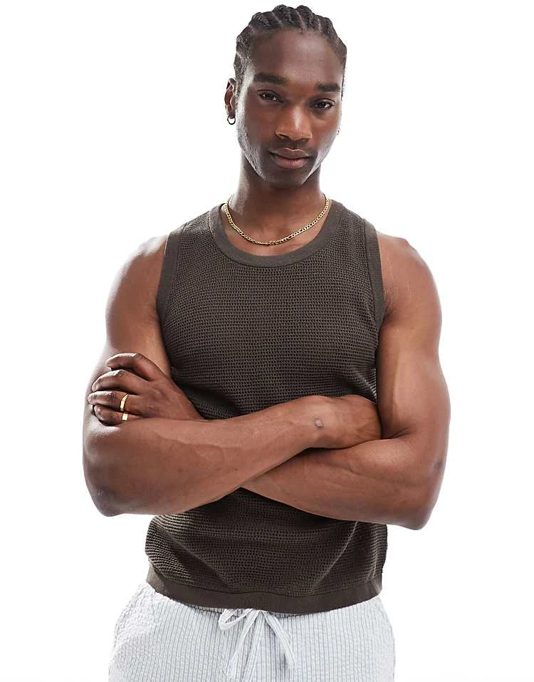 Cotton:On Knit Tank In Brown For Men 3 Cotton:On Knit Tank In Brown For Men