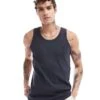 Cotton:On Loose Fit Rib Tank In Blue For Men