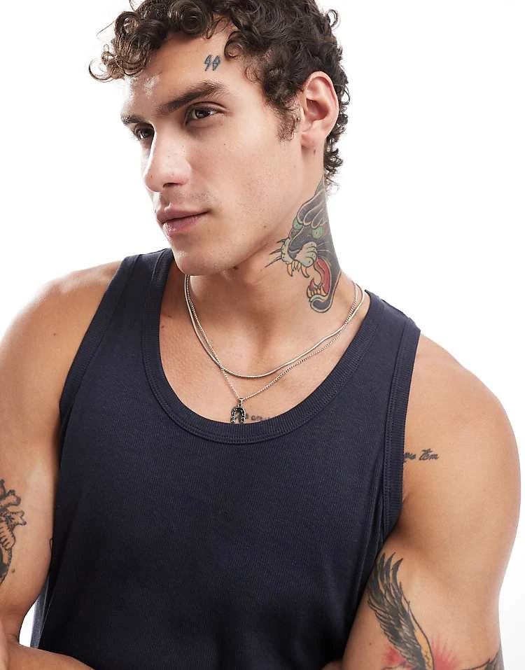 Cotton:On Loose Fit Rib Tank In Blue For Men 6 Cotton:On Loose Fit Rib Tank In Blue For Men - Image 4