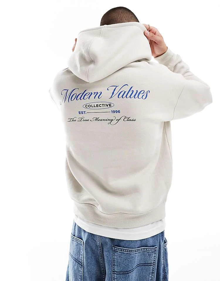 Cotton:On Cotton On Boxy Fit Hoodie With Values Graphic In Washed Grey For Men Bone/modern Values 7 Cotton:On Cotton On Boxy Fit Hoodie With Values Graphic In Washed Grey For Men Bone/modern Values - Image 5