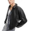 Cotton:On Cotton On Faux Leather Harrington Jacket In Vintage Black For Men -Cotton:On Sales Store 207167402 1 vintageblack
