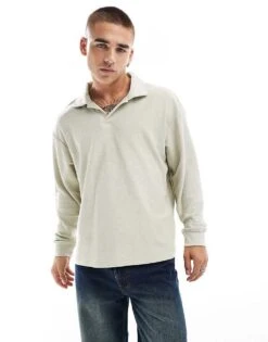 Cotton:On Cotton On Textured Rugby Polo Top In Ivory For Men