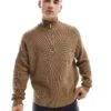 Cotton:On Cotton On Knitted Long Sleeve Polo Top In Tan For Men