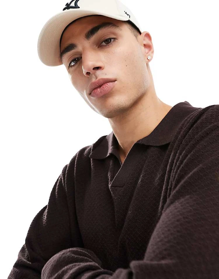 Cotton:On Cotton On Knitted Long Sleeve Polo Top In Brown For Men 4 Cotton:On Cotton On Knitted Long Sleeve Polo Top In Brown For Men - Image 2