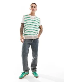 Cotton:On Cotton On Vintage Style Knitted Vest In Multi For Men Off White Pattern 10 Cotton:On Cotton On Vintage Style Knitted Vest In Multi For Men Off White Pattern -Cotton:On Sales Store 207167474 4