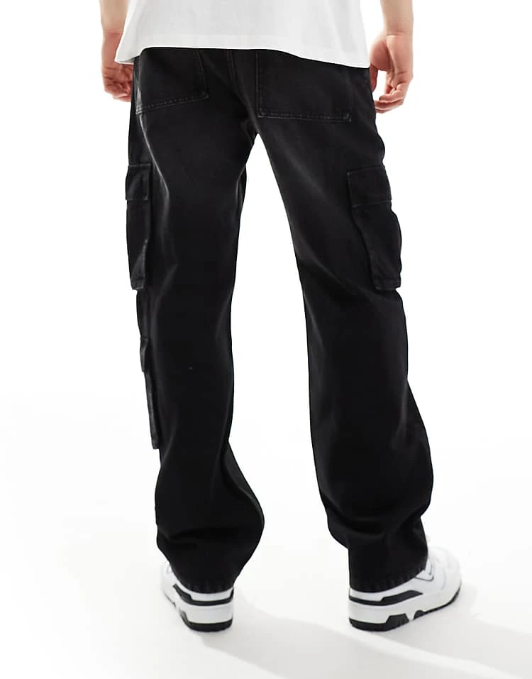 Cotton:On Cotton On Baggy Jeans In Faded Black Denim With Contrast Stich For Men Cargo Faded Black 5 Cotton:On Cotton On Baggy Jeans In Faded Black Denim With Contrast Stich For Men Cargo Faded Black - Image 3