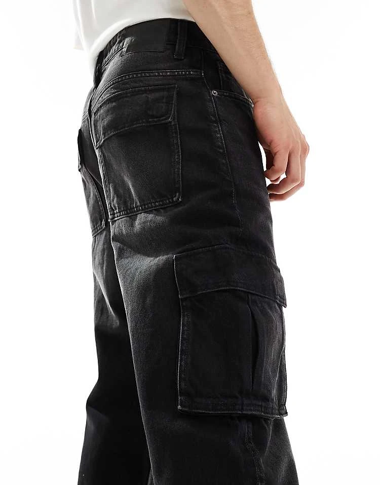 Cotton:On Cotton On Baggy Jeans In Faded Black Denim With Contrast Stich For Men Cargo Faded Black 6 Cotton:On Cotton On Baggy Jeans In Faded Black Denim With Contrast Stich For Men Cargo Faded Black - Image 4