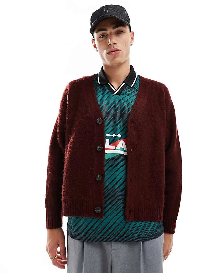 Cotton:On Cotton On Boxy Fit Knitted Cardigan In Mahogany For Men 7 Cotton:On Cotton On Boxy Fit Knitted Cardigan In Mahogany For Men - Image 5