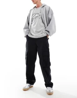 Cotton:On Cotton On Baggy Style Pocket Utility Pants In Black Ripstop For Men