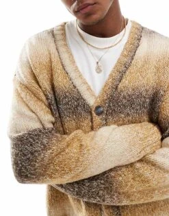 Cotton:On Cotton On Boxy Fit Knitted Cardigan In Latte Ombre For Men 9 Cotton:On Cotton On Boxy Fit Knitted Cardigan In Latte Ombre For Men -Cotton:On Sales Store 207167564 3