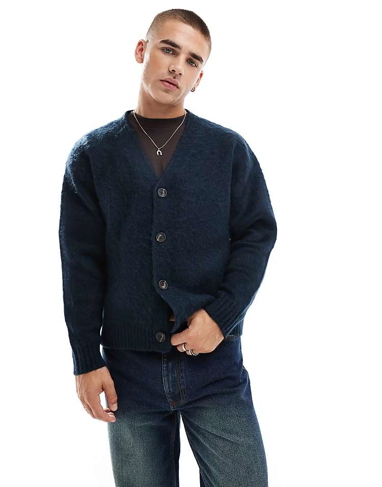 Cotton:On Cotton On Boxy Fit Knitted Cardigan In Navy For Men 3 Cotton:On Cotton On Boxy Fit Knitted Cardigan In Navy For Men
