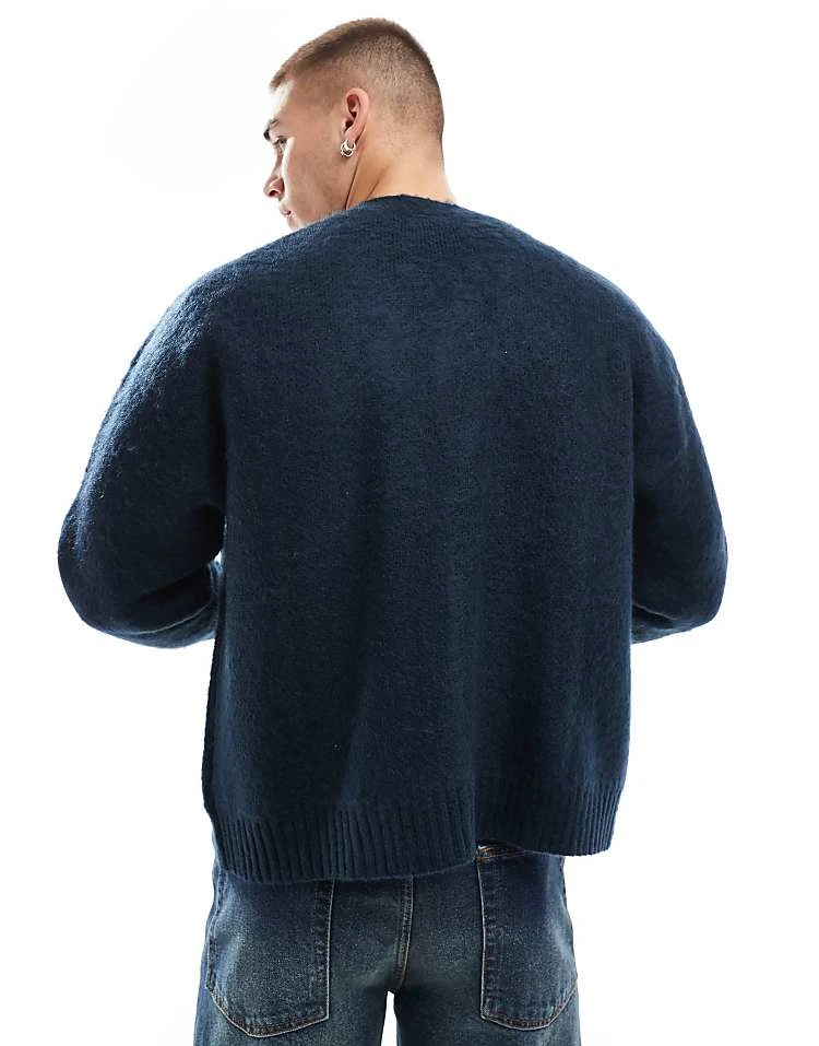 Cotton:On Cotton On Boxy Fit Knitted Cardigan In Navy For Men 4 Cotton:On Cotton On Boxy Fit Knitted Cardigan In Navy For Men - Image 2