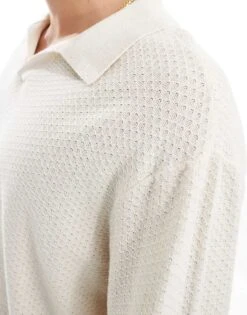 Cotton:On Cotton On Knitted Long Sleeve Polo Top In Cream For Men -Cotton:On Sales Store 207167633 3