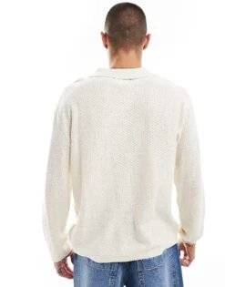 Cotton:On Cotton On Knitted Long Sleeve Polo Top In Cream For Men -Cotton:On Sales Store 207167633 4