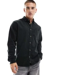 Cotton:On Portland Long Sleeve Shirt In Black For Men