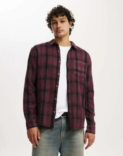 Cotton:On Boston Long Sleeve Shirt In Burgundy For Men -Cotton:On Sales Store 207231519 1 burgundy 1