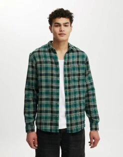 Cotton:On Boston Long Sleeve Shirt In Green For Men
