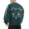 Cotton:On Cotton On Boxy Fit Sweatshirt In Green With World Class Retro Graphic For Men Pineneedle Green 1 Cotton:On Cotton On Boxy Fit Sweatshirt In Green With World Class Retro Graphic For Men Pineneedle Green -Cotton:On Sales Store 207239795 1 pineneedlegreen