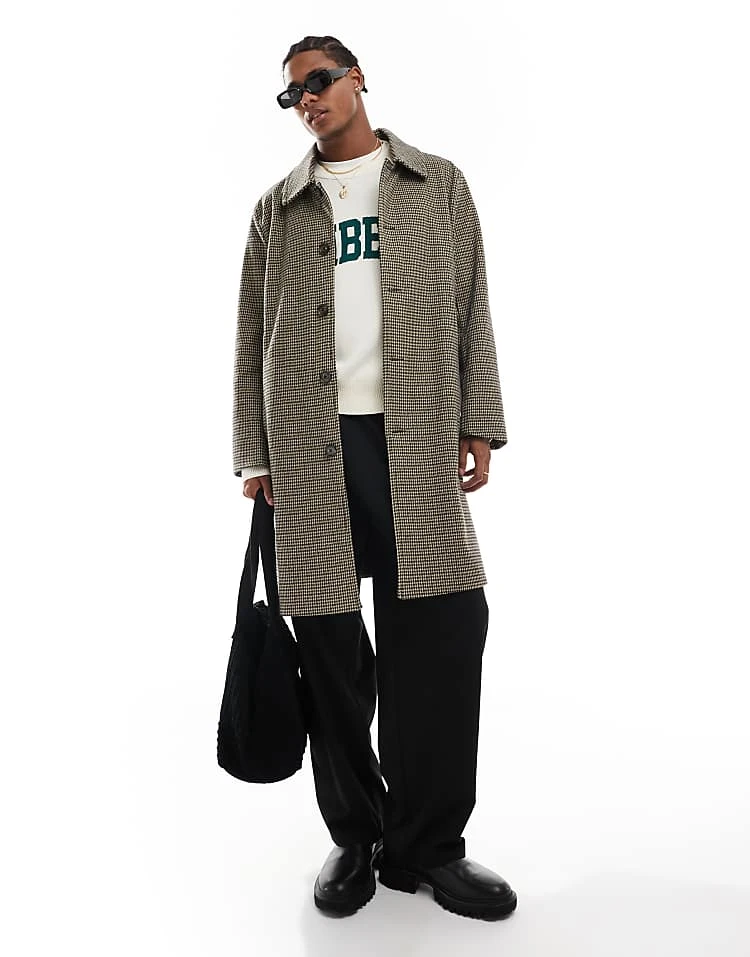 Cotton:On Cotton On Houndstooth Check Relaxed Trench Coat For Men 3 Cotton:On Cotton On Houndstooth Check Relaxed Trench Coat For Men