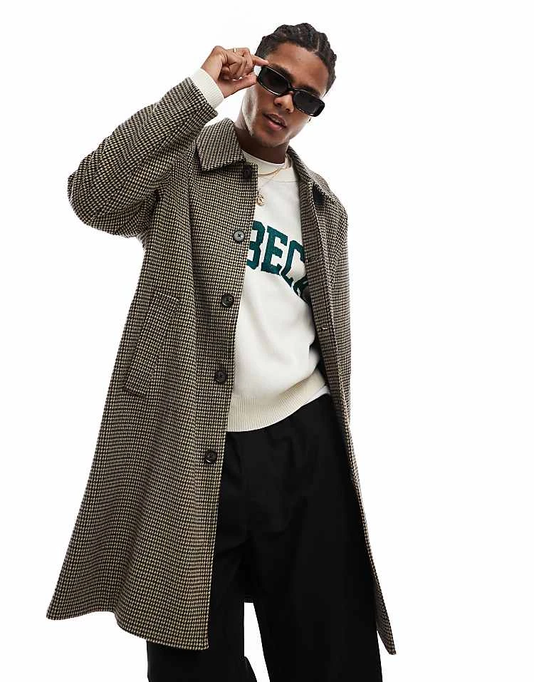 Cotton:On Cotton On Houndstooth Check Relaxed Trench Coat For Men 4 Cotton:On Cotton On Houndstooth Check Relaxed Trench Coat For Men - Image 2