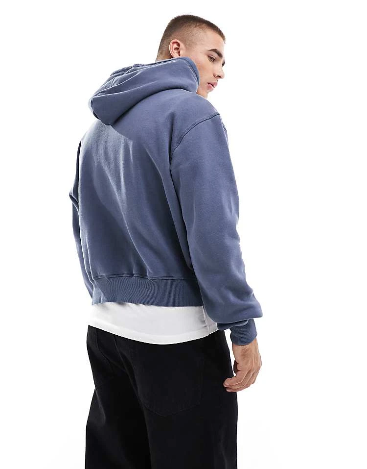 Cotton:On Cotton On Premium Cropped Fit Hoodie In Dusty Denim Blue For Men 4 Cotton:On Cotton On Premium Cropped Fit Hoodie In Dusty Denim Blue For Men - Image 2