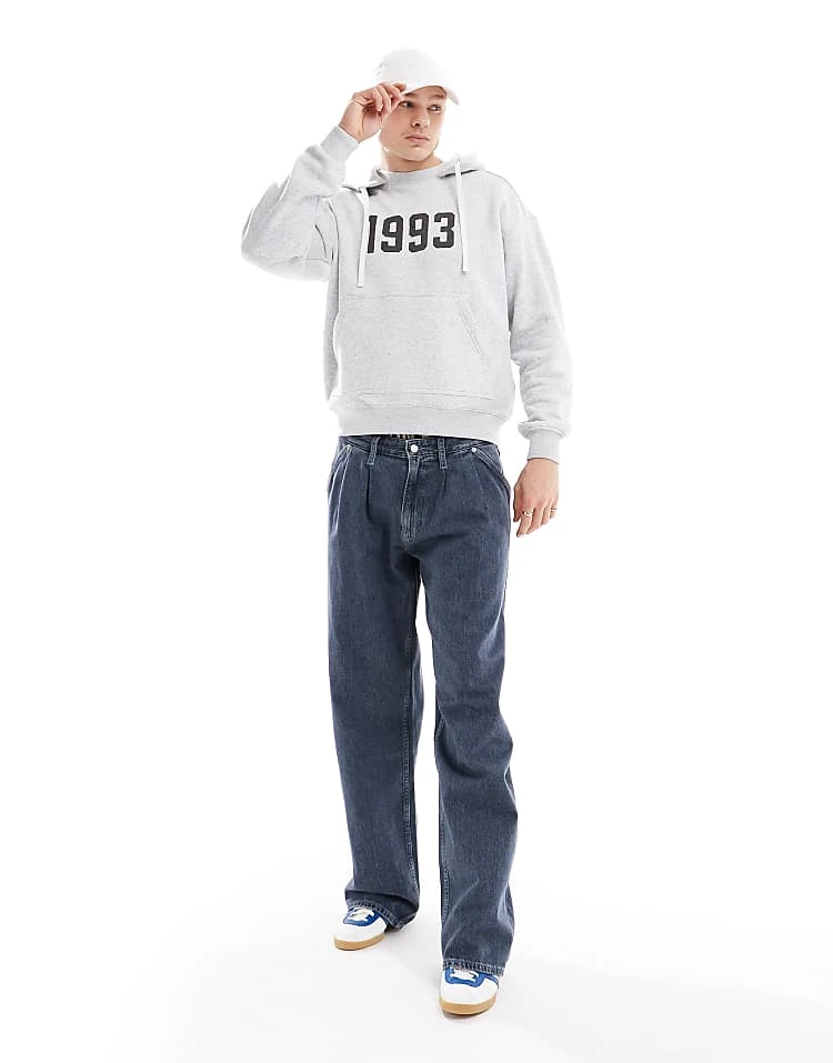 Cotton:On Cotton On Boxy Fit Hoodie With 1993 Print In Grey Marle For Men 6 Cotton:On Cotton On Boxy Fit Hoodie With 1993 Print In Grey Marle For Men - Image 4