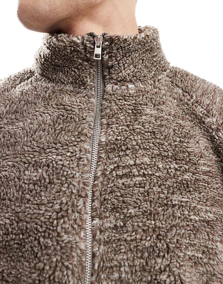 Cotton:On Cotton On Quarter Zip Teddy Fleece Pullover In Putty For Men 5 Cotton:On Cotton On Quarter Zip Teddy Fleece Pullover In Putty For Men - Image 3