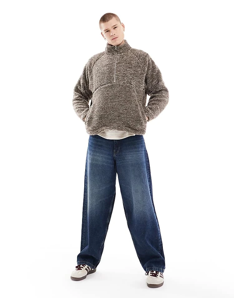 Cotton:On Cotton On Quarter Zip Teddy Fleece Pullover In Putty For Men 6 Cotton:On Cotton On Quarter Zip Teddy Fleece Pullover In Putty For Men - Image 4