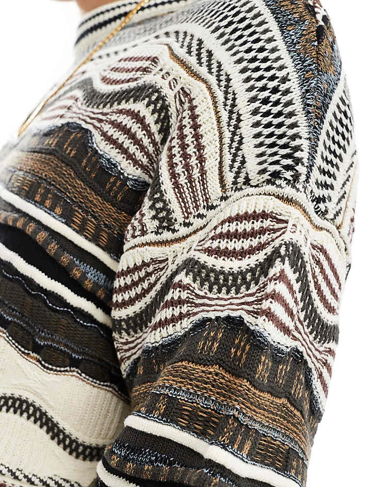 Cotton:On Cotton On Vintage Mix Knit Jumper In Stone For Men Stone Pattern 5 Cotton:On Cotton On Vintage Mix Knit Jumper In Stone For Men Stone Pattern - Image 3