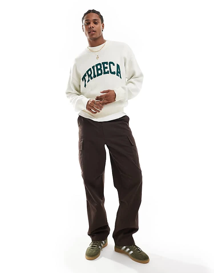 Cotton:On Cotton On Knitted Jumper In Cream With Tribeca Graphic For Men 7 Cotton:On Cotton On Knitted Jumper In Cream With Tribeca Graphic For Men - Image 5