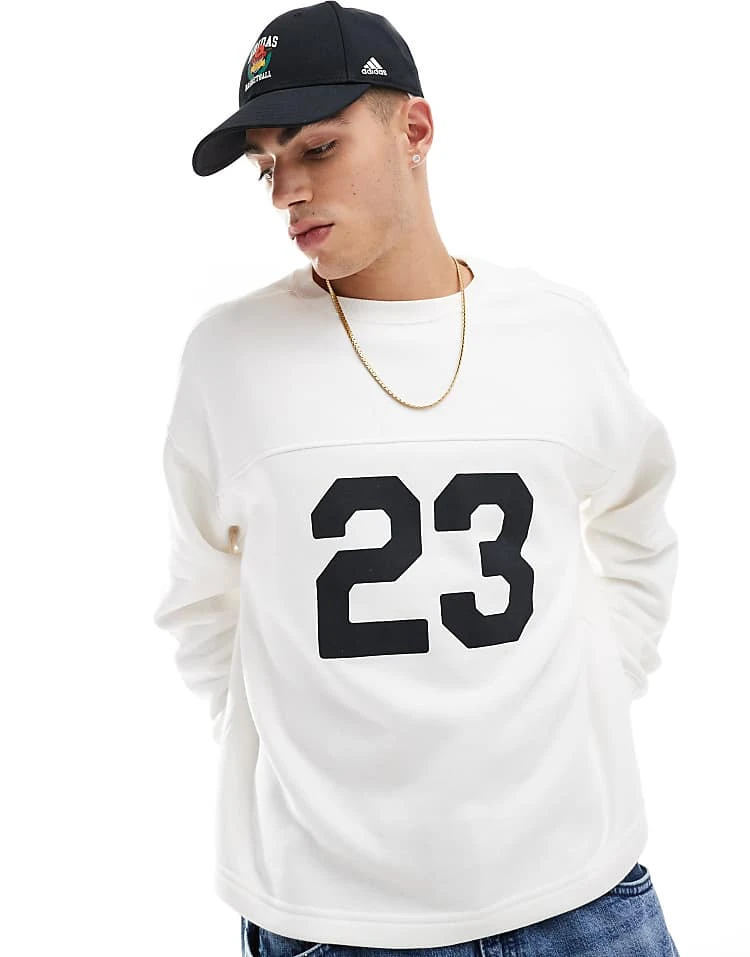Cotton:On Cotton On Boxy Fit Graphic Crew Sweatshirt With 23 For Men Vintage White 7 Cotton:On Cotton On Boxy Fit Graphic Crew Sweatshirt With 23 For Men Vintage White - Image 5