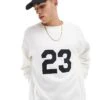 Cotton:On Cotton On Boxy Fit Graphic Crew Sweatshirt With 23 For Men Vintage White 2 Cotton:On Cotton On Boxy Fit Graphic Crew Sweatshirt With 23 For Men Vintage White -Cotton:On Sales Store 207239966 1 vintagewhite