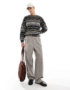 Cotton:On Cotton On Vintage Mix Knit Jumper In Black Brown For Men Black Pattern 8 Cotton:On Cotton On Vintage Mix Knit Jumper In Black Brown For Men Black Pattern -Cotton:On Sales Store 207239975 2