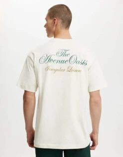 Cotton:On Box Fit Text T-shirt In Off-white For Men