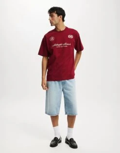 Cotton:On Box Fit Text T-shirt In Burgundy For Men -Cotton:On Sales Store 207255187 4