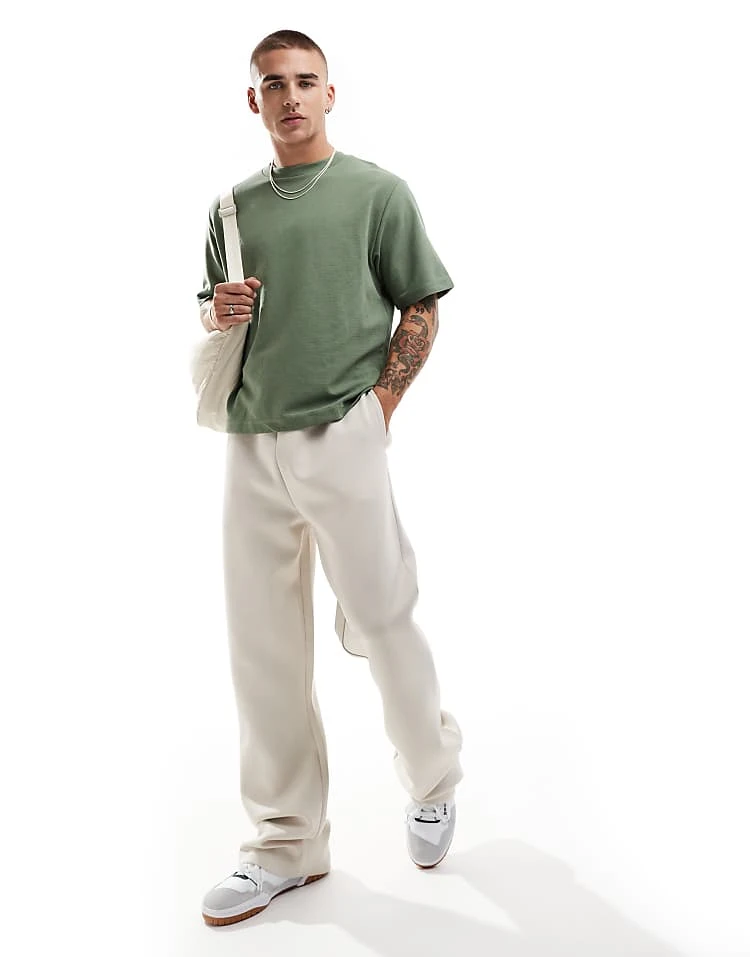 Cotton:On Cropped T-shirt In Sage Texture For Men 7 Cotton:On Cropped T-shirt In Sage Texture For Men - Image 5