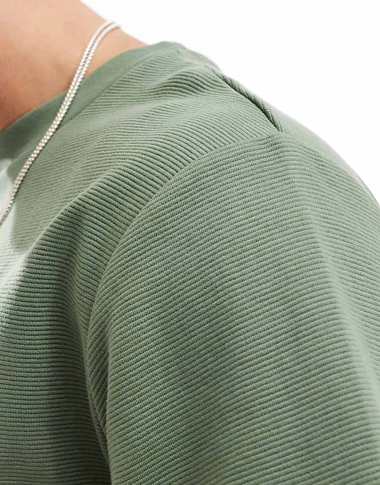 Cotton:On Cropped T-shirt In Sage Texture For Men 4 Cotton:On Cropped T-shirt In Sage Texture For Men - Image 2