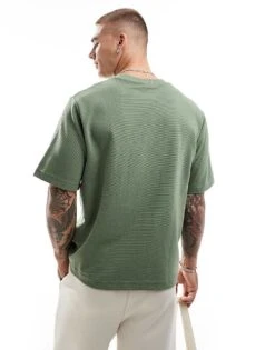 Cotton:On Cropped T-shirt In Sage Texture For Men 9 Cotton:On Cropped T-shirt In Sage Texture For Men -Cotton:On Sales Store 207278034 3