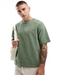 Cotton:On Cropped T-shirt In Sage Texture For Men 10 Cotton:On Cropped T-shirt In Sage Texture For Men -Cotton:On Sales Store 207278034 4